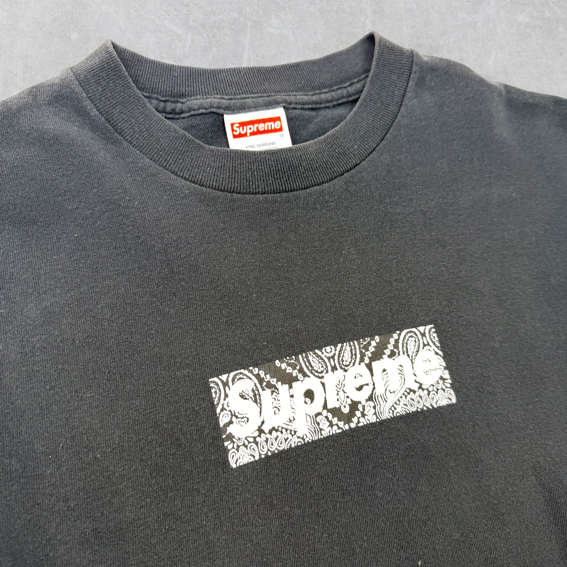 Supreme Navy Paisley Box Logo Tee M