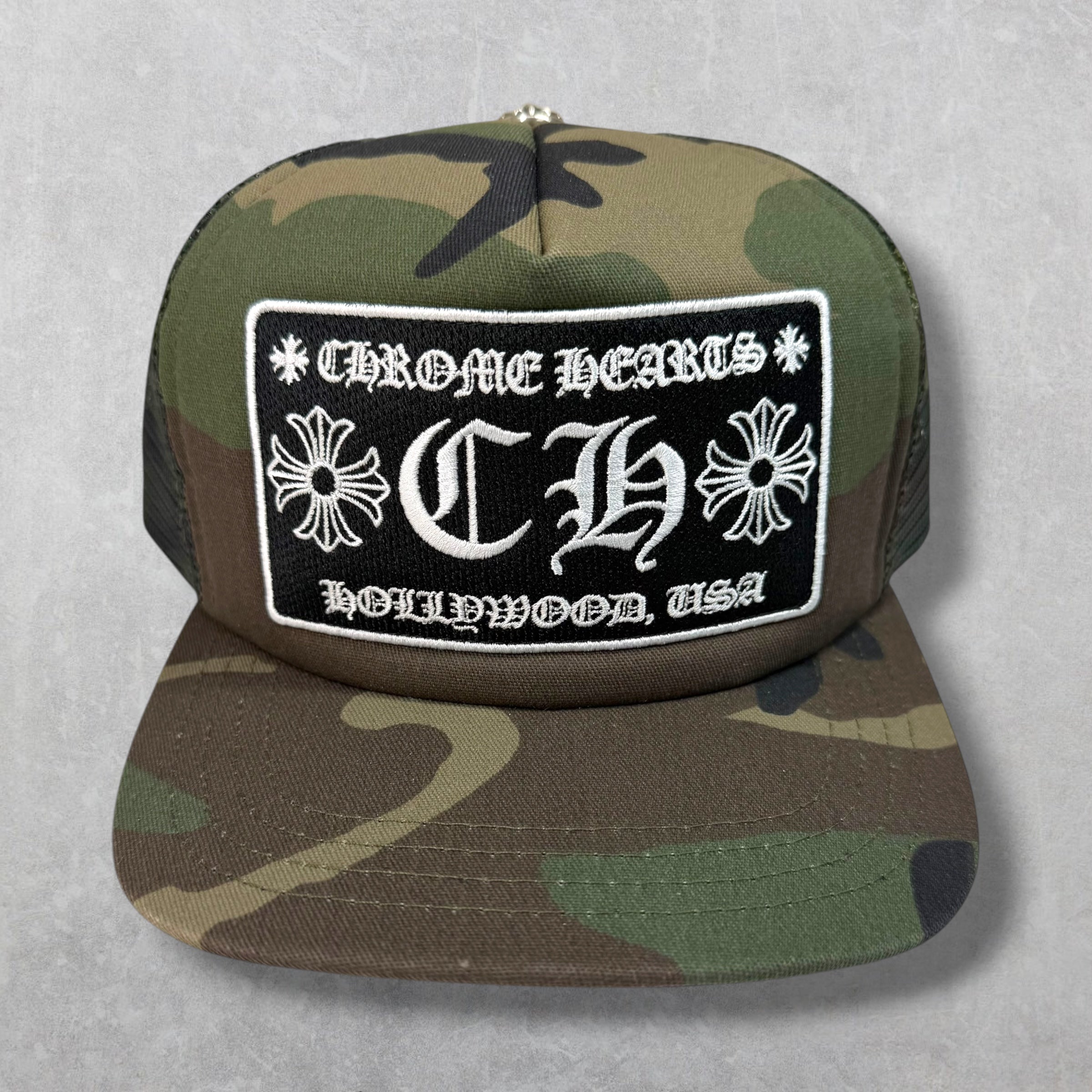 Chrome Hearts CH Hollywood Camo Trucker Hat