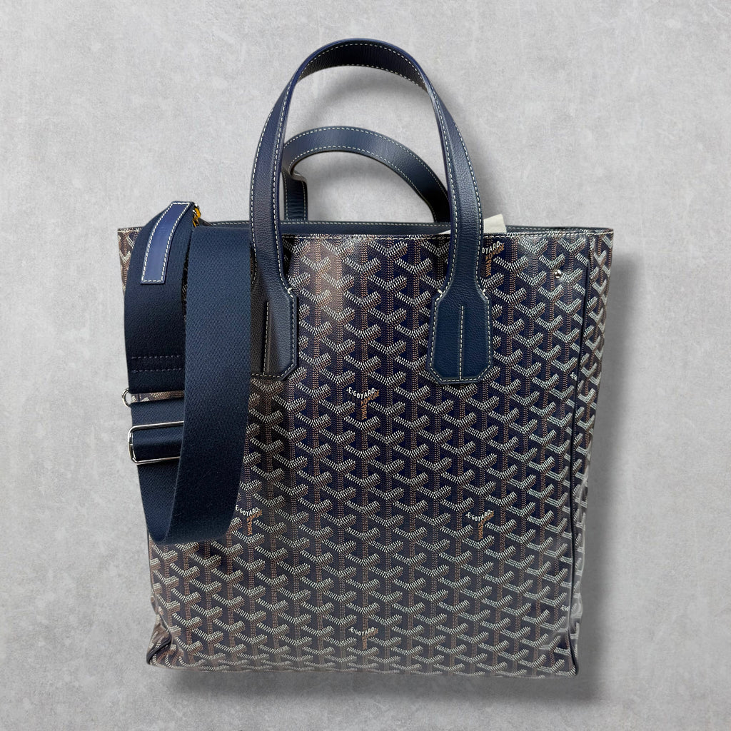 Goyard Navy Blue Voltaire Tote w/ Sangle MM Strap