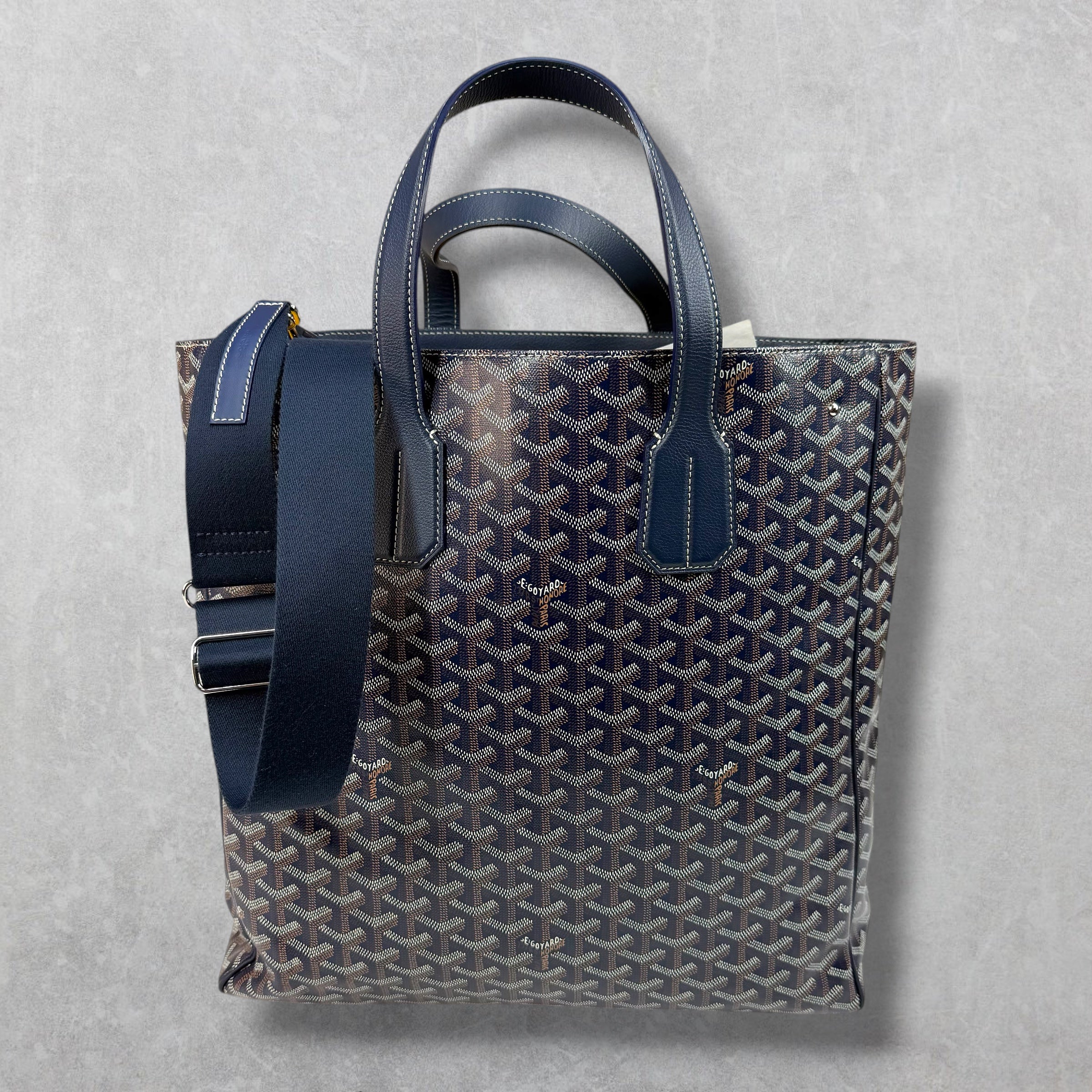 Goyard Navy Blue Voltaire Tote w/ Sangle MM Strap