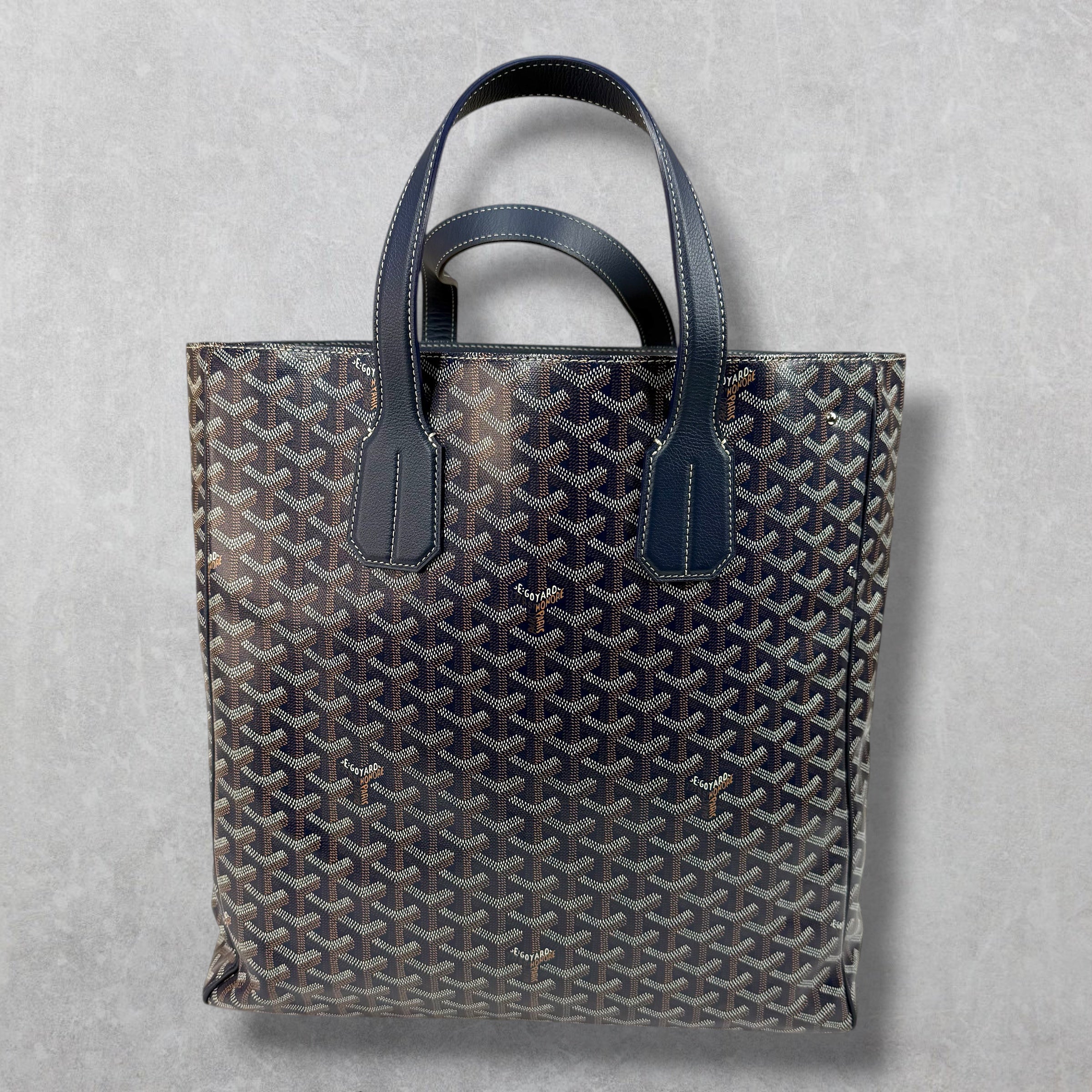 Goyard Navy Blue Voltaire Tote w/ Sangle MM Strap