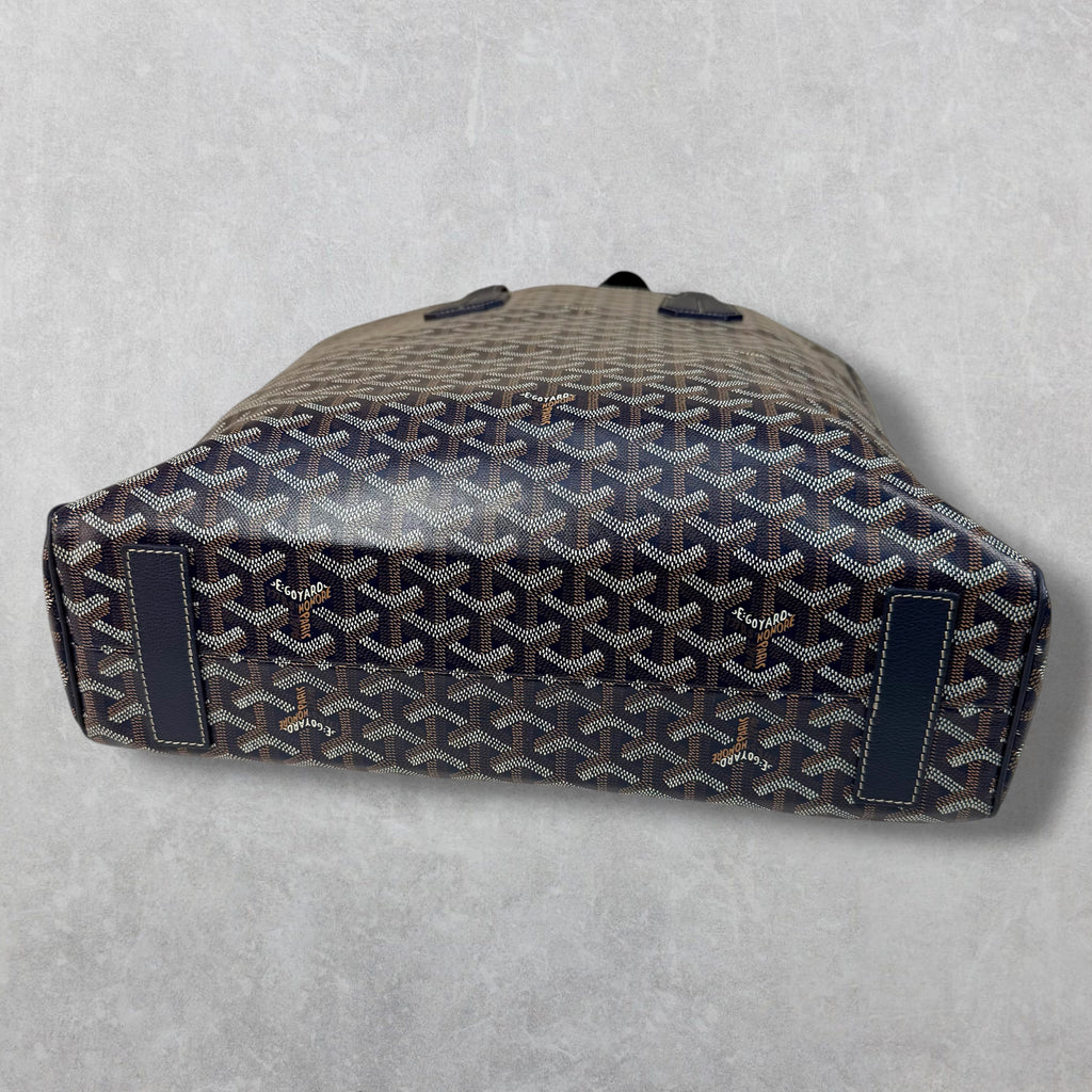 Goyard Navy Blue Voltaire Tote w/ Sangle MM Strap