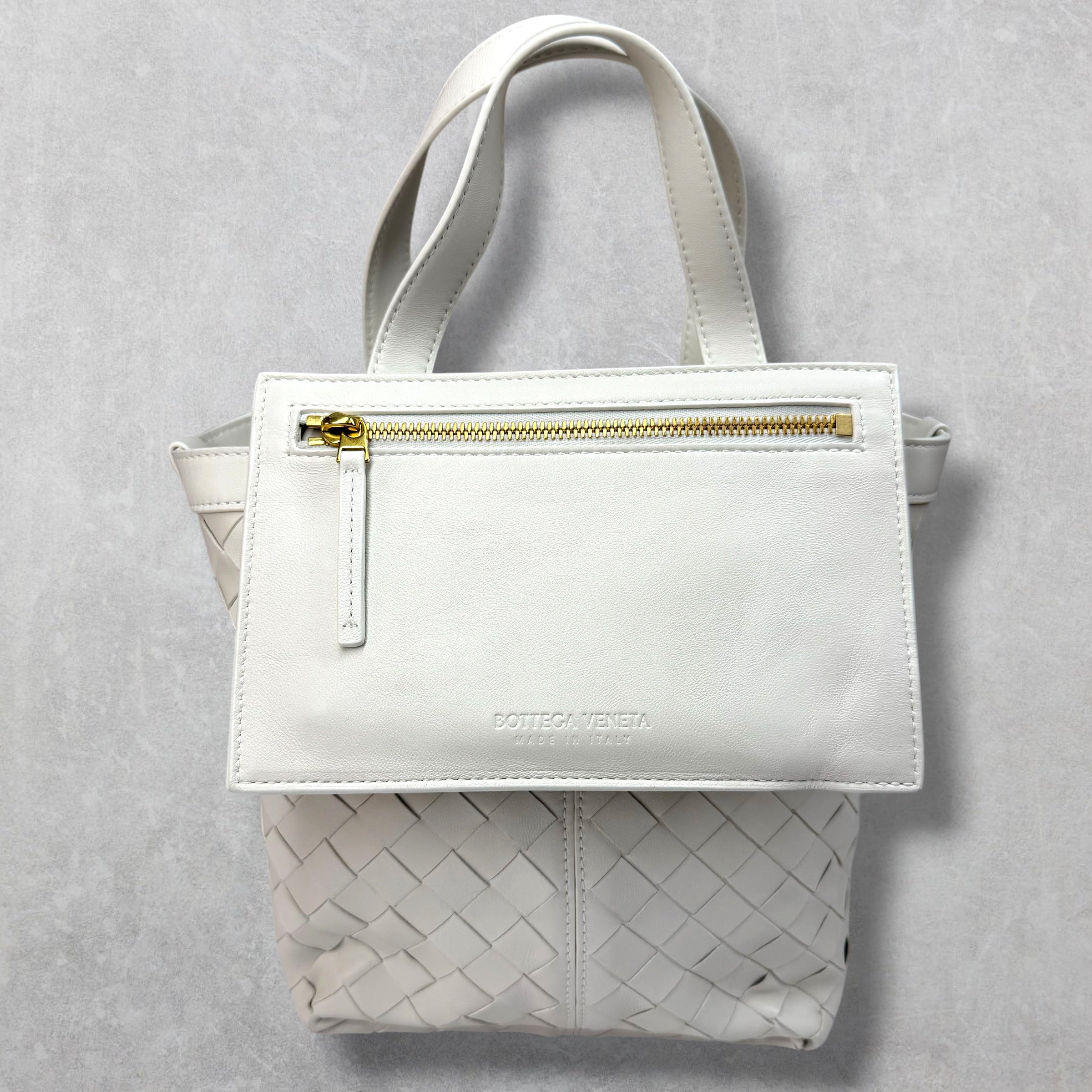 Bottega Veneta White Small Flip Tote
