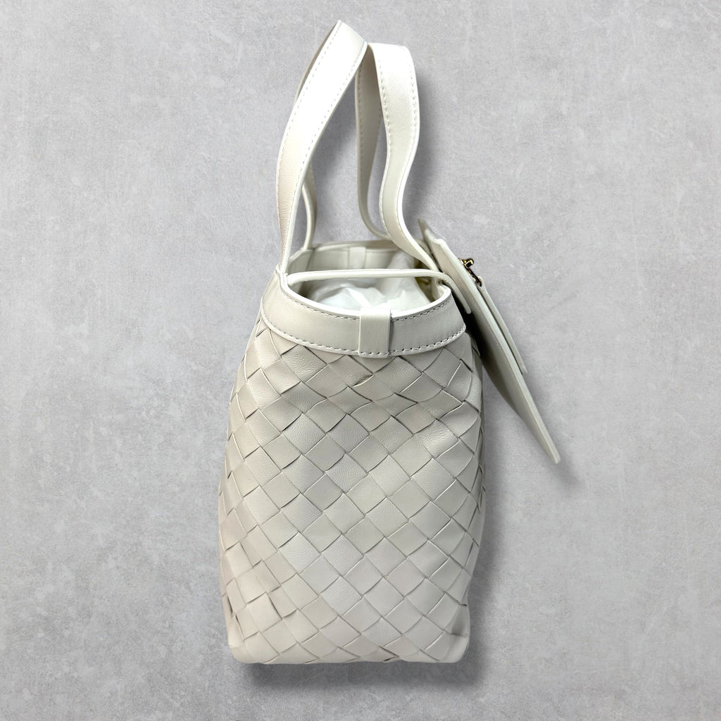 Bottega Veneta White Small Flip Tote