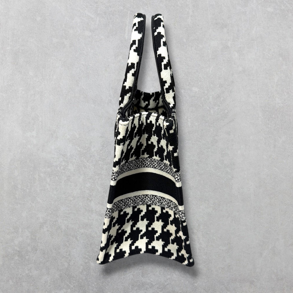 Dior Canvas Houndstooth Book Tote Small Black/White