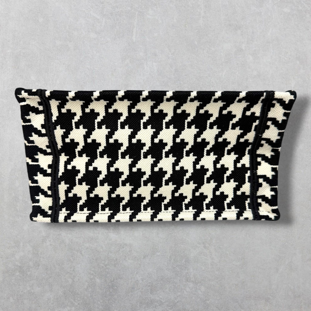 Dior Canvas Houndstooth Book Tote Small Black/White