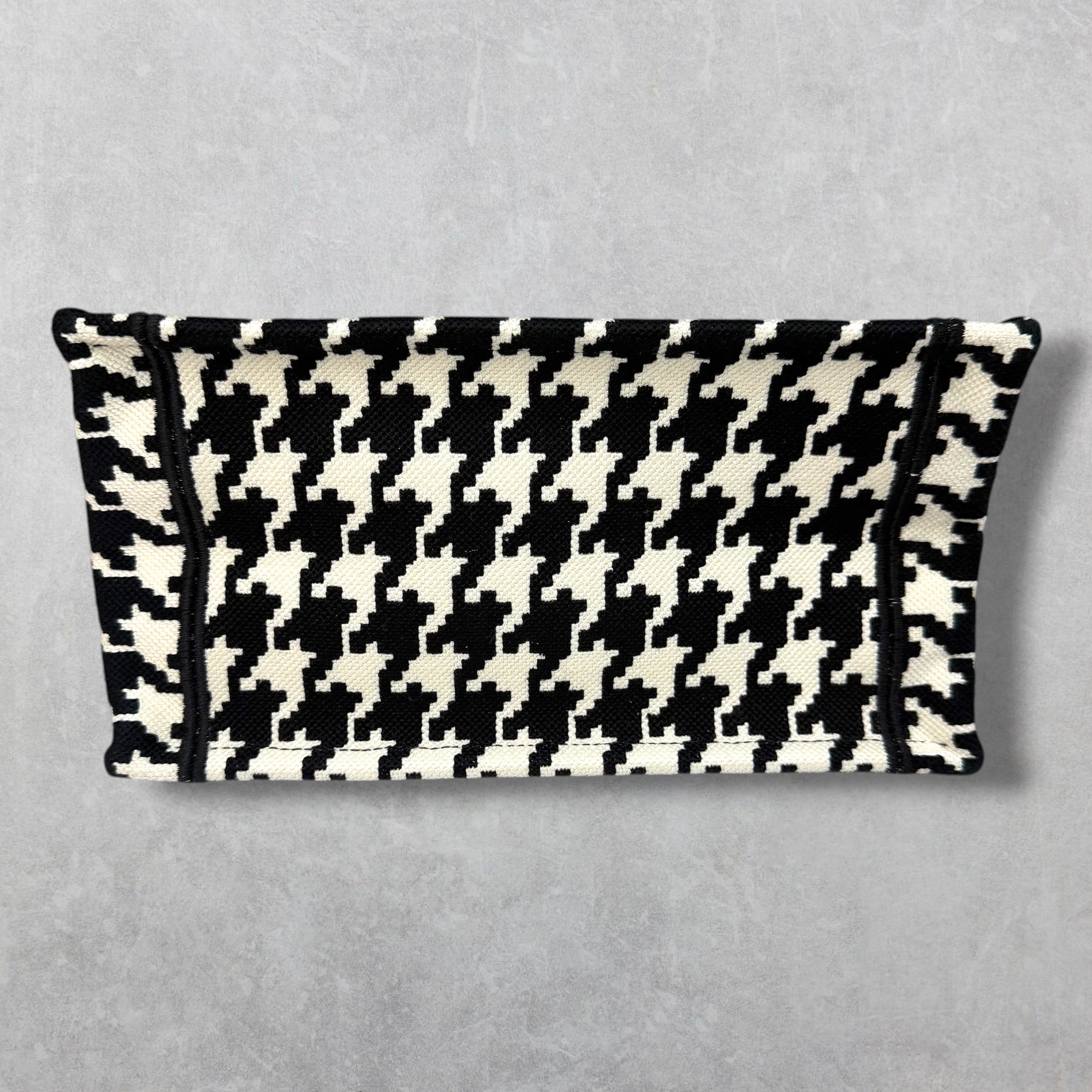 Dior Canvas Houndstooth Book Tote Small Black/White