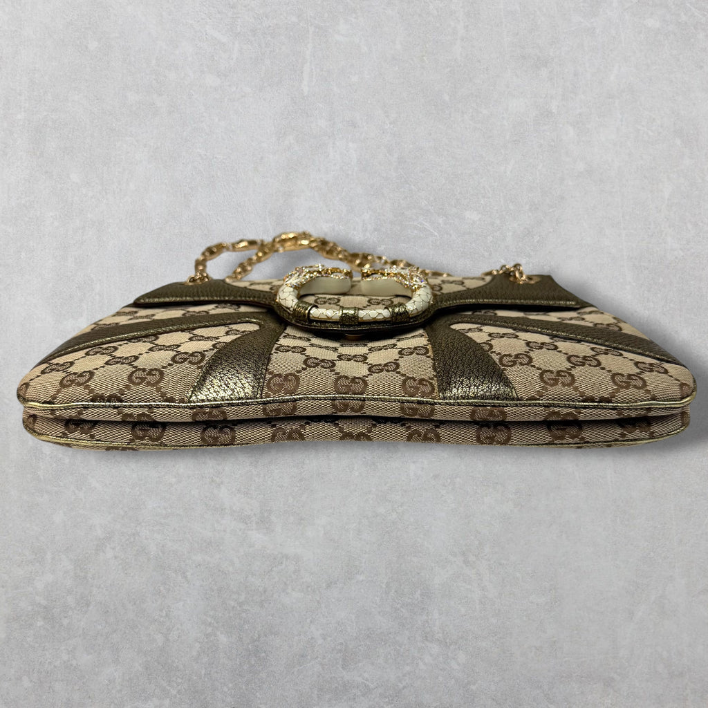 Gucci GG Canvas Jeweled Dragon Shoulder Bag