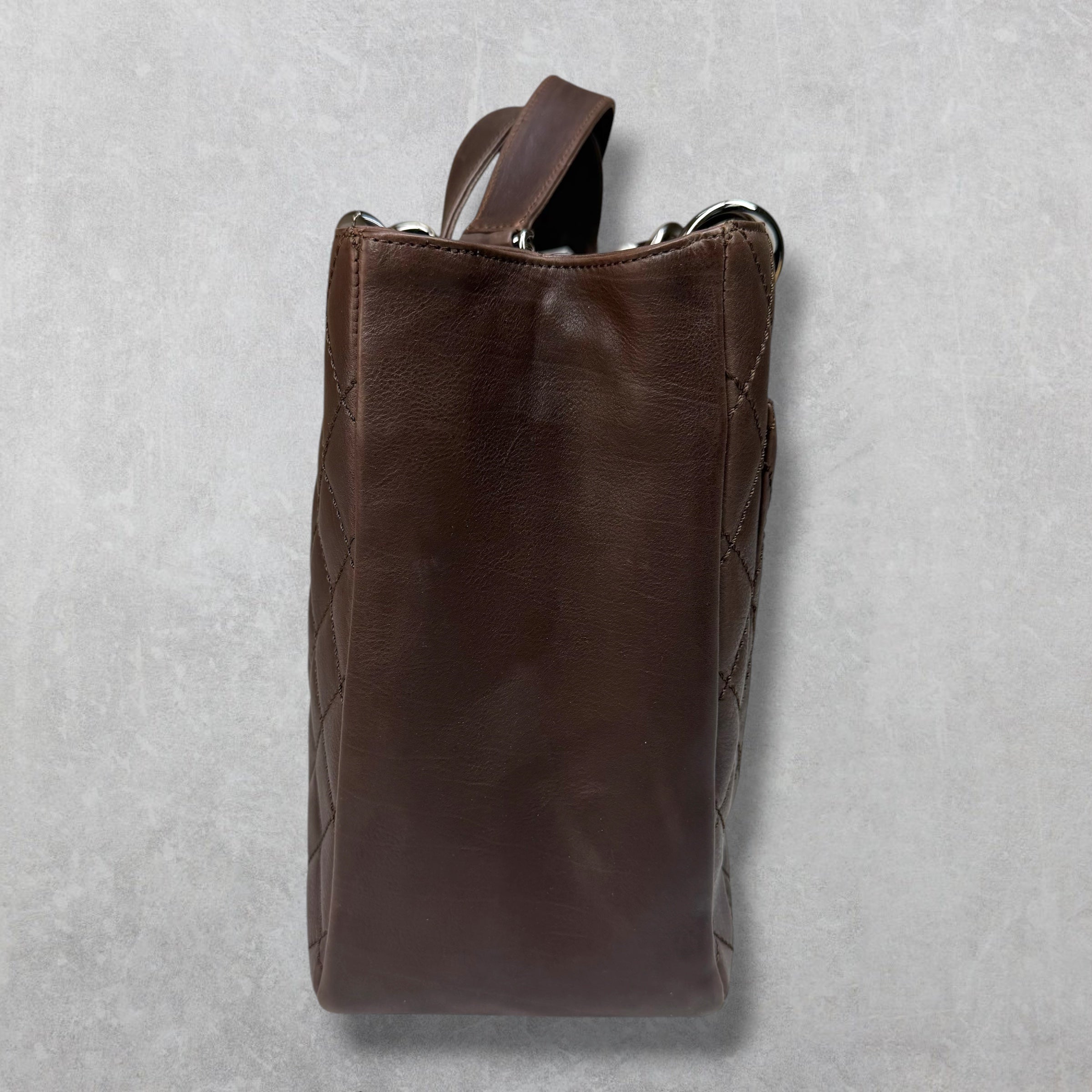 Chanel Brown Caviar Quilted Grand Shopping Tote