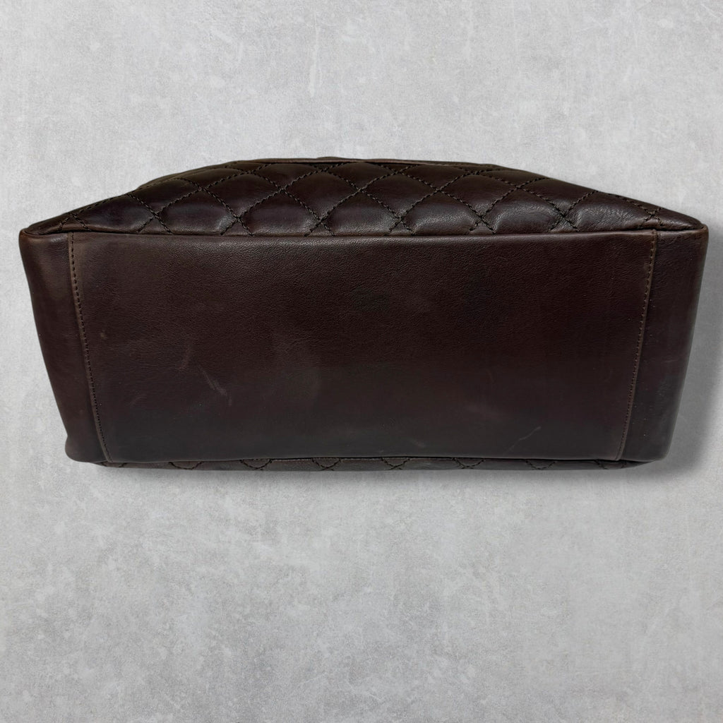 Chanel Brown Caviar Quilted Grand Shopping Tote