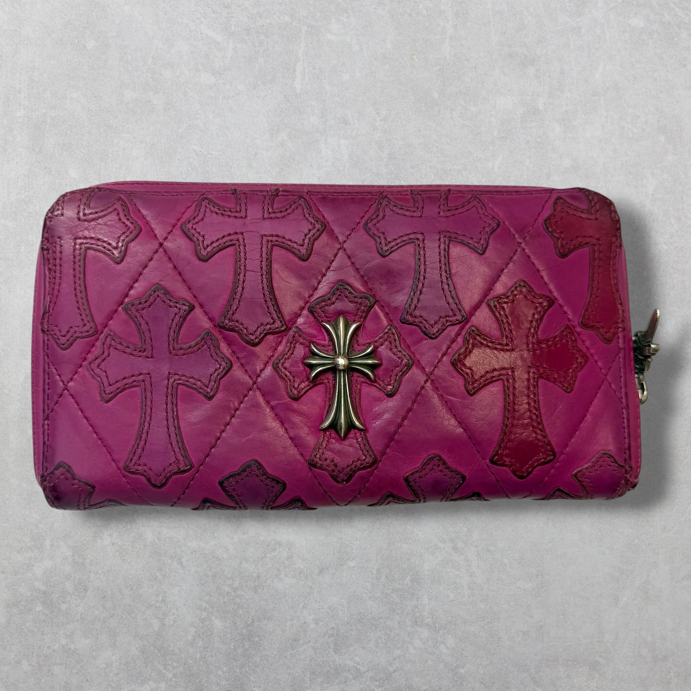 Chrome Hearts Pink Cemetery Cross Long Wallet