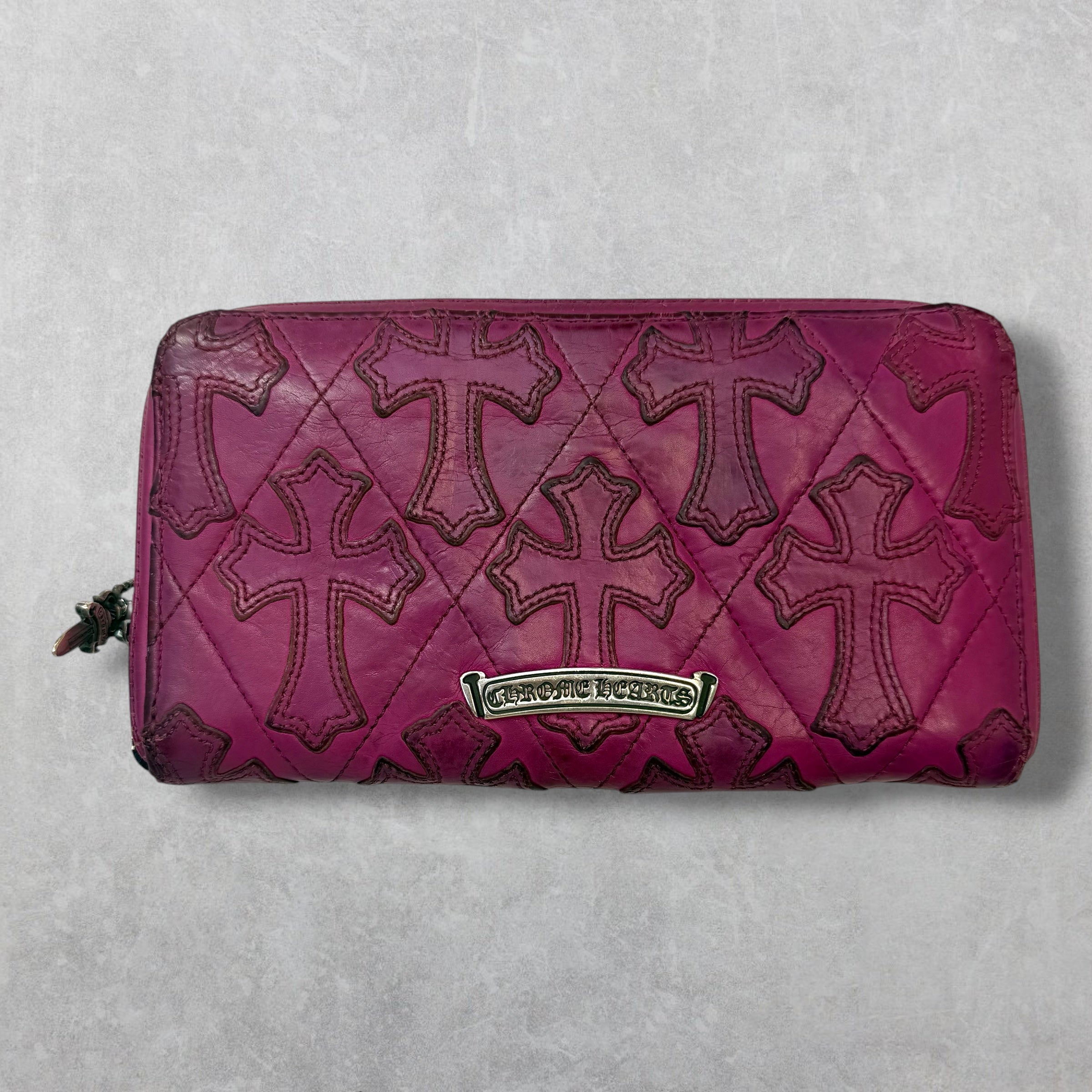 Chrome Hearts Pink Cemetery Cross Long Wallet