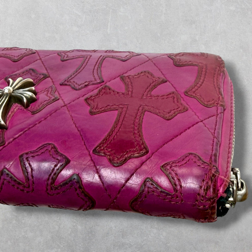 Chrome Hearts Pink Cemetery Cross Long Wallet