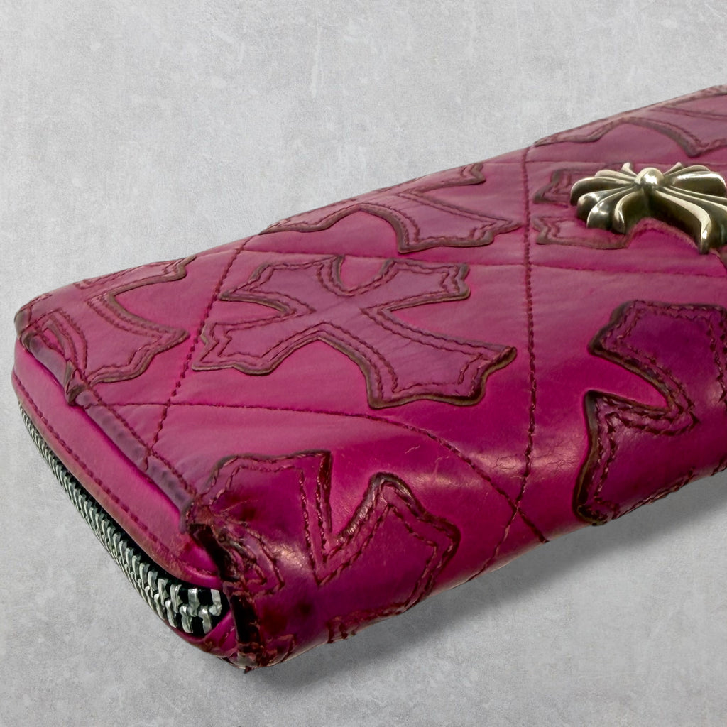 Chrome Hearts Pink Cemetery Cross Long Wallet