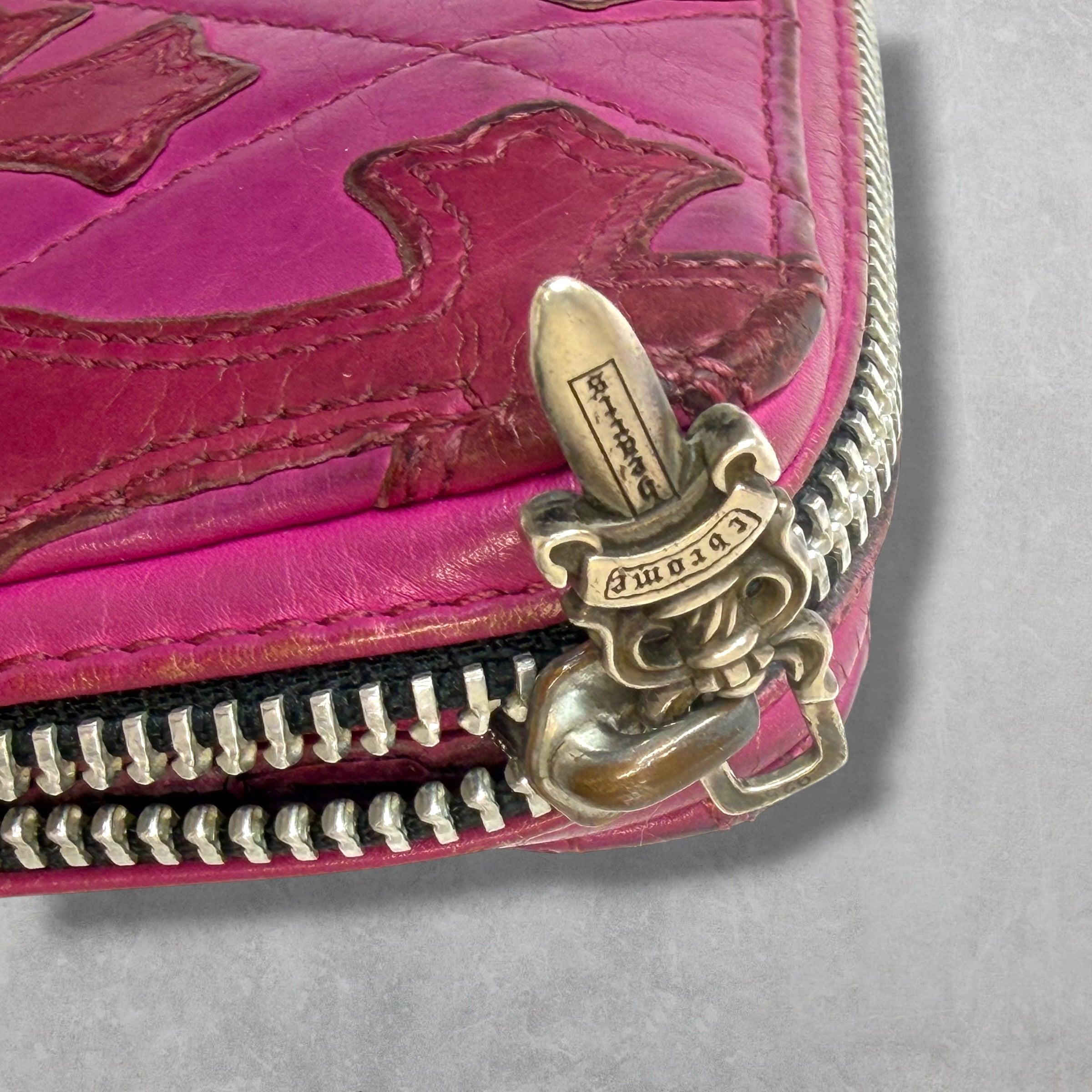 Chrome Hearts Pink Cemetery Cross Long Wallet
