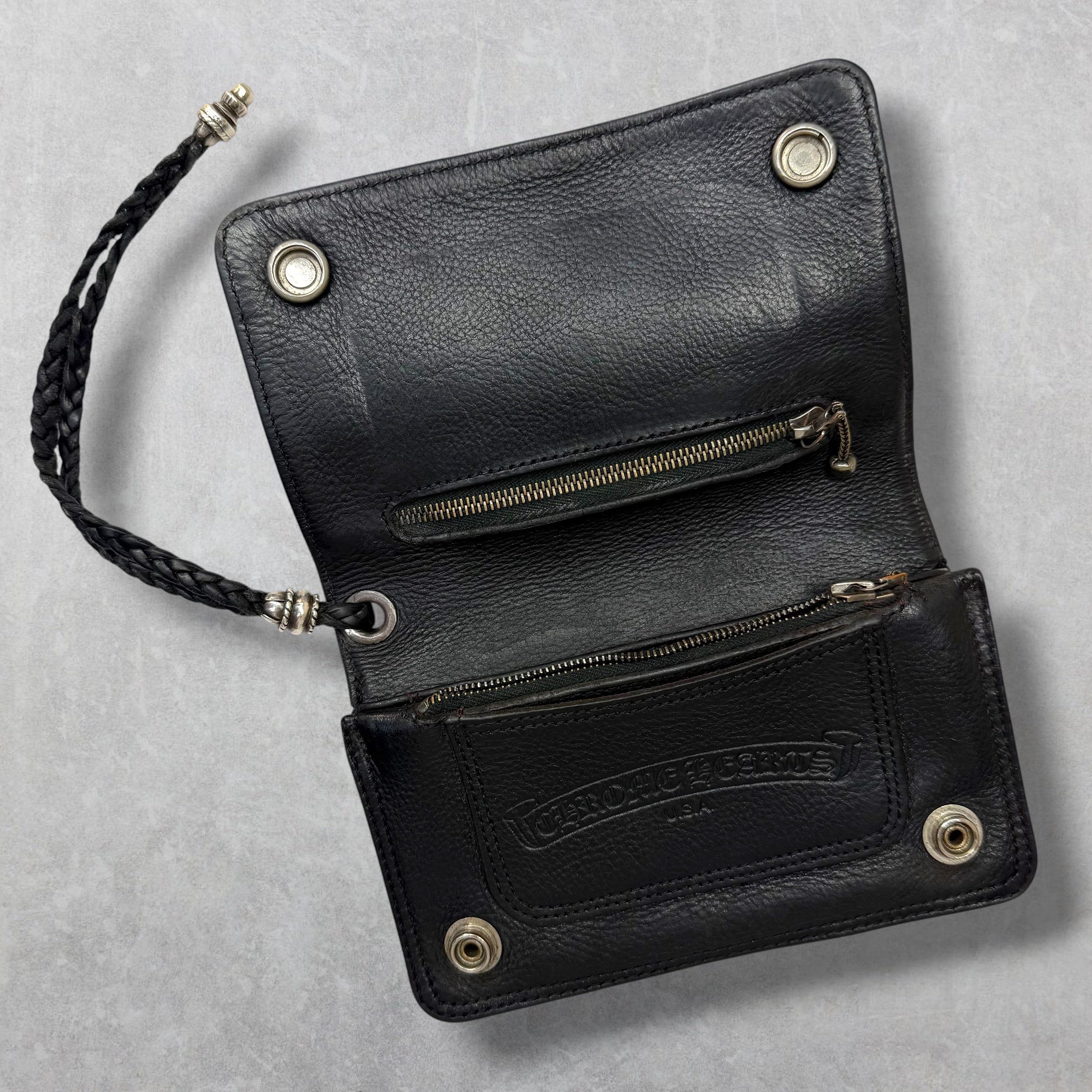 Chrome Hearts 2 Zip Crossball Wallet w/ Strap