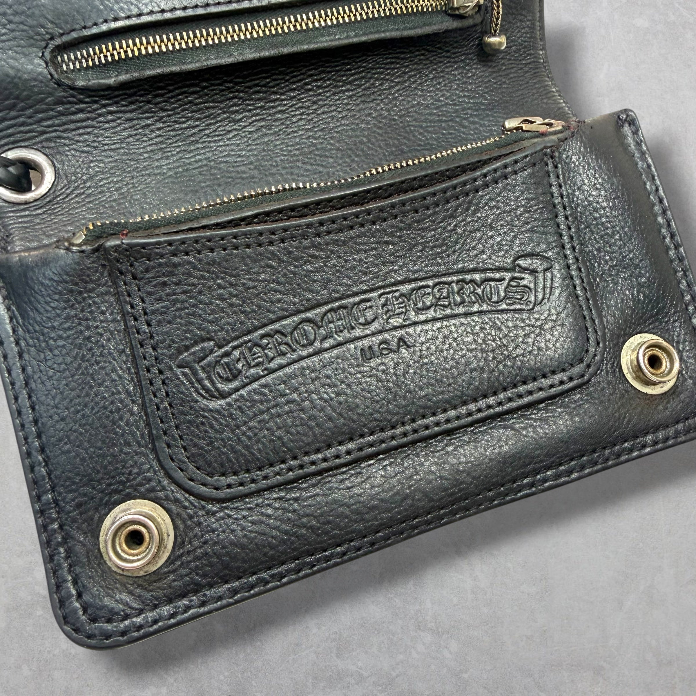 Chrome Hearts 2 Zip Crossball Wallet w/ Strap