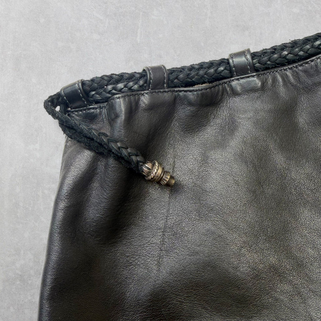 Chrome Hearts Leather Drawstring Bucket Bag