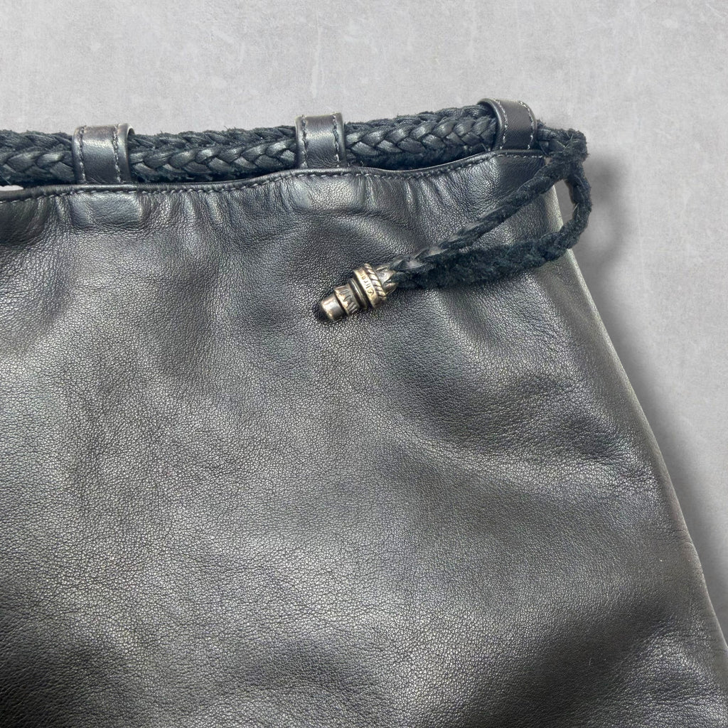Chrome Hearts Leather Drawstring Bucket Bag