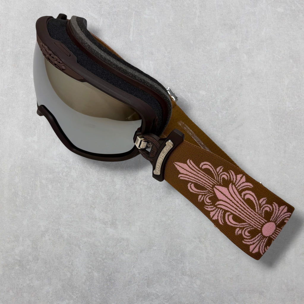 Chrome Hearts Silver Morning Classic Ski Goggles Brown