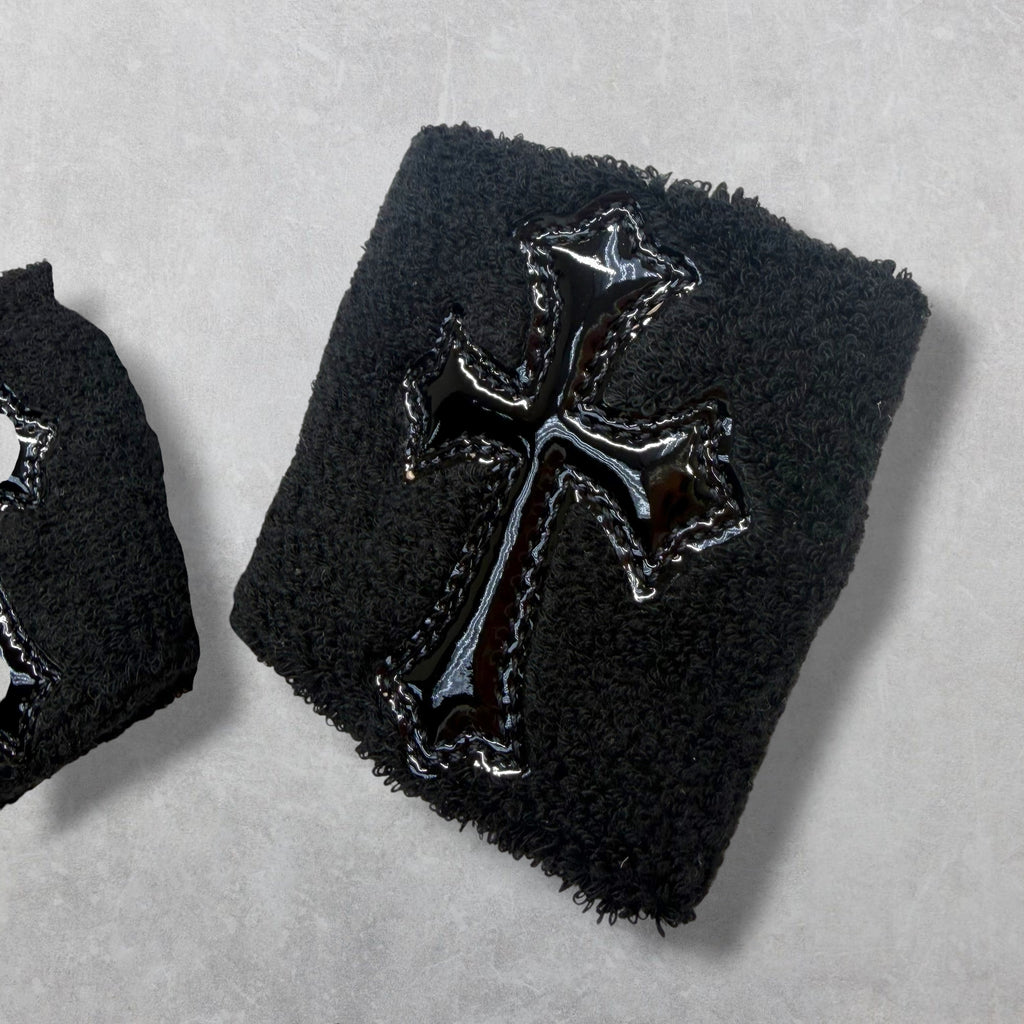 Chrome Hearts Black Patent Cross Sweatbands