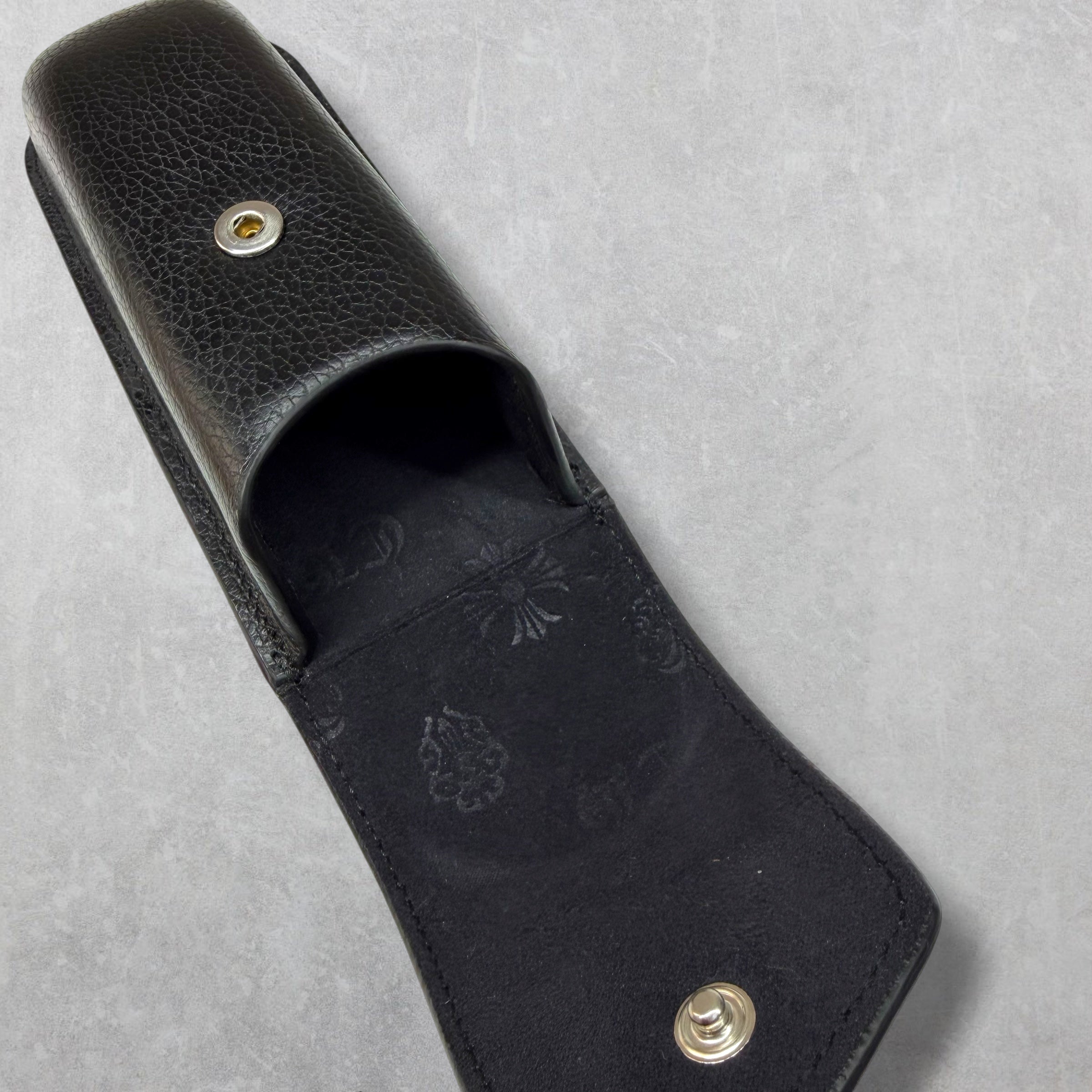 Chrome Hearts Silver Scroll Logo Coffin Glasses Case