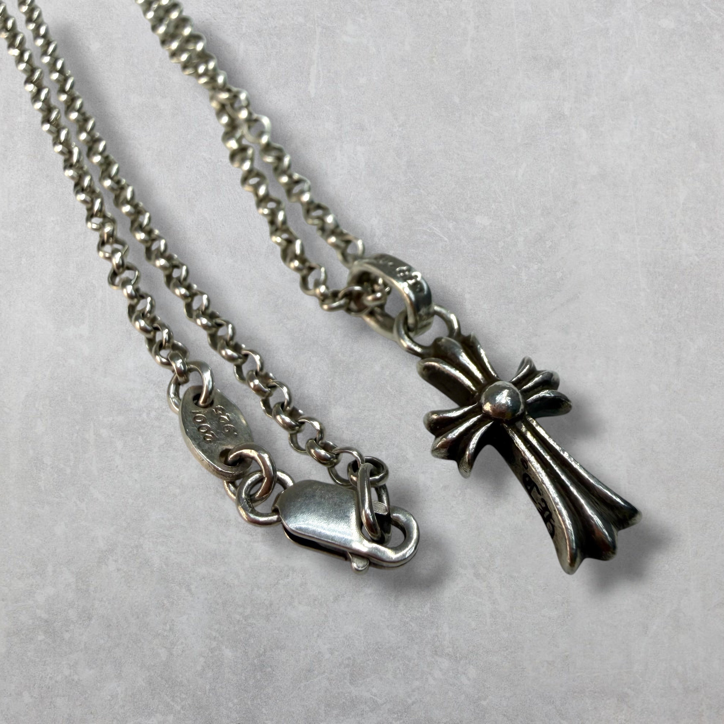 Chrome Hearts Baby Fat Cross w/ Roll Chain