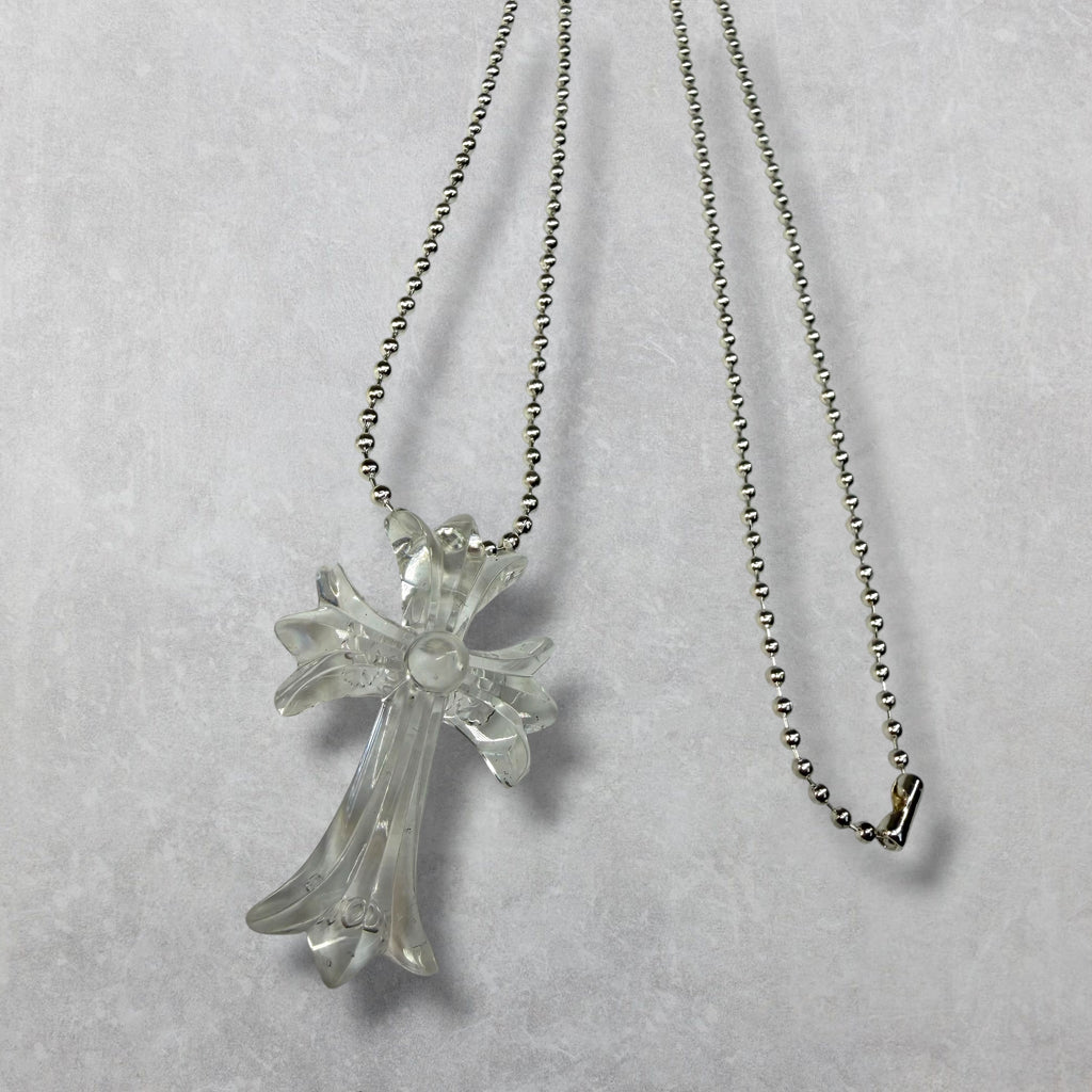Chrome Hearts Transparent Silichrome Cross Necklace