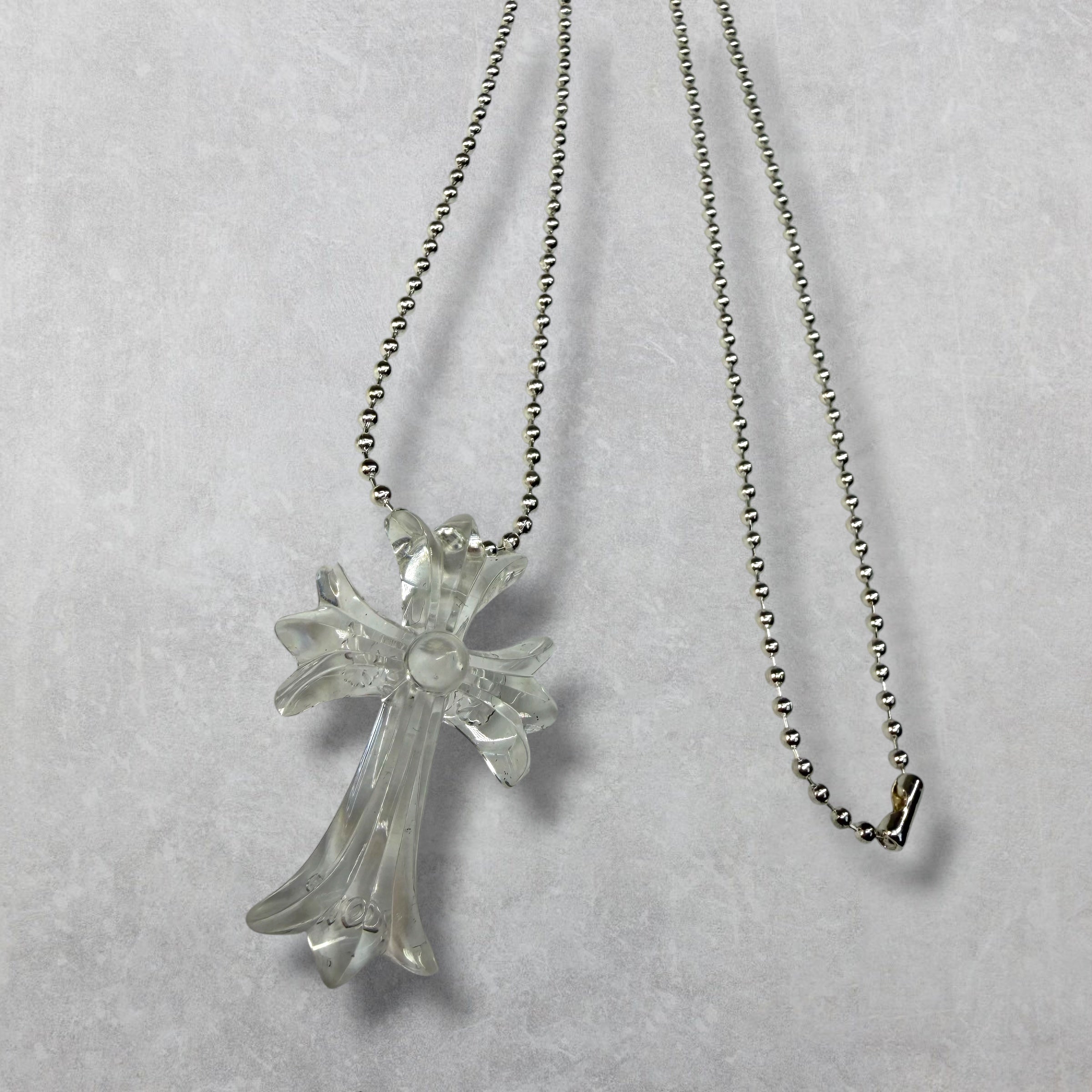 Chrome Hearts Transparent Silichrome Cross Necklace