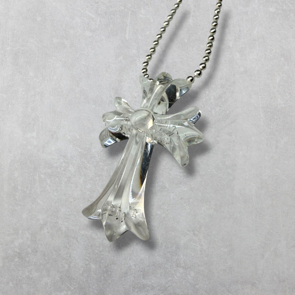 Chrome Hearts Transparent Silichrome Cross Necklace