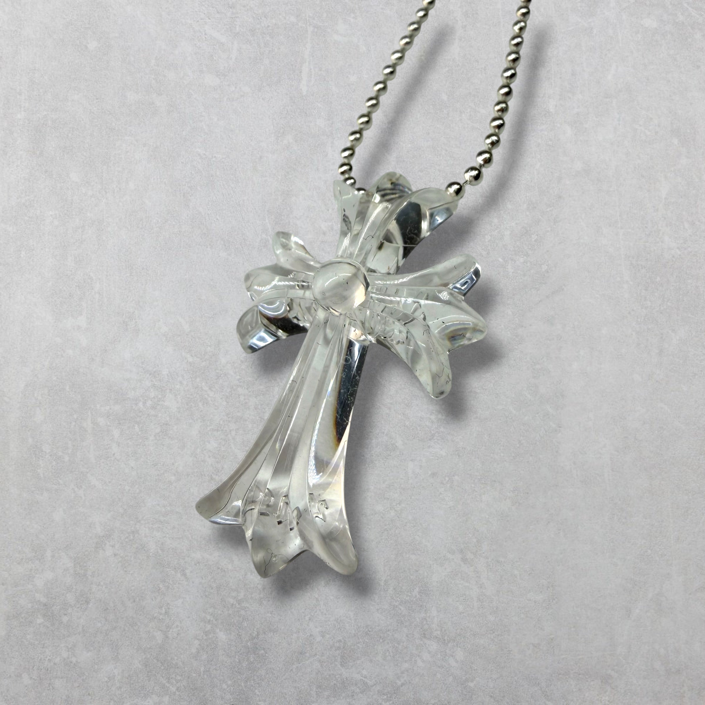 Chrome Hearts Transparent Silichrome Cross Necklace