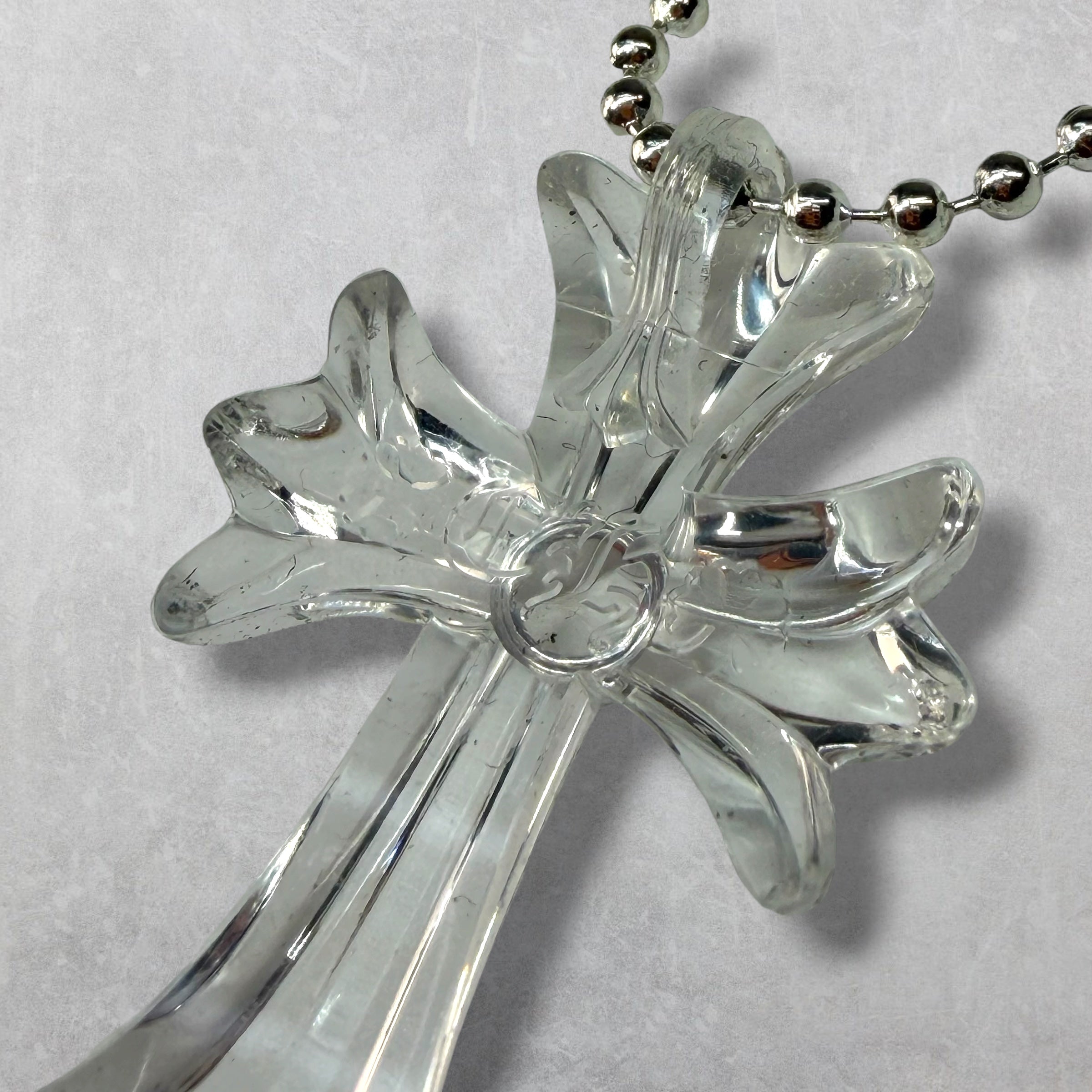 Chrome Hearts Transparent Silichrome Cross Necklace