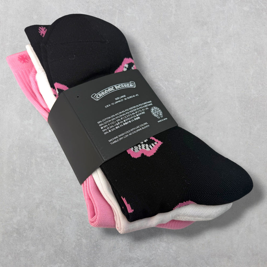 Chrome Hearts Pink Chomper Socks (3pc)