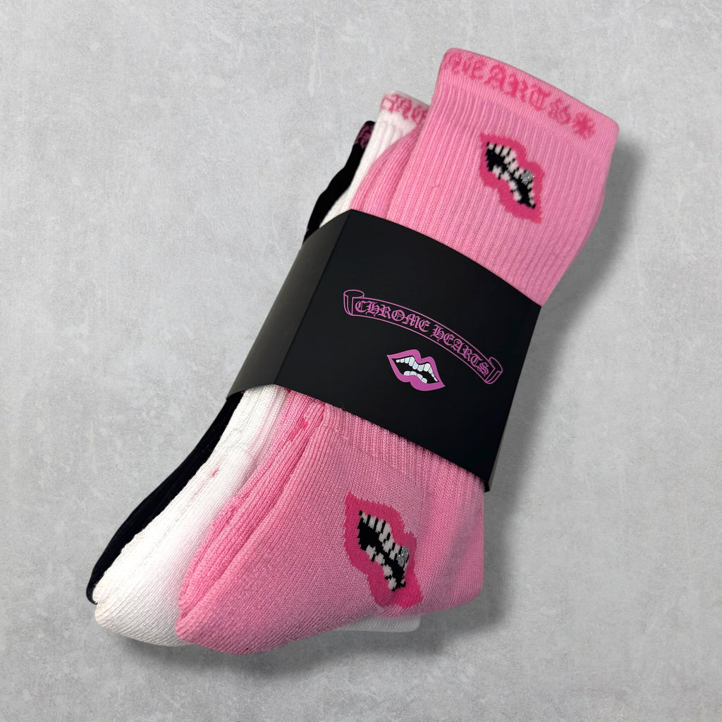 Chrome Hearts Pink Chomper Socks (3pc)