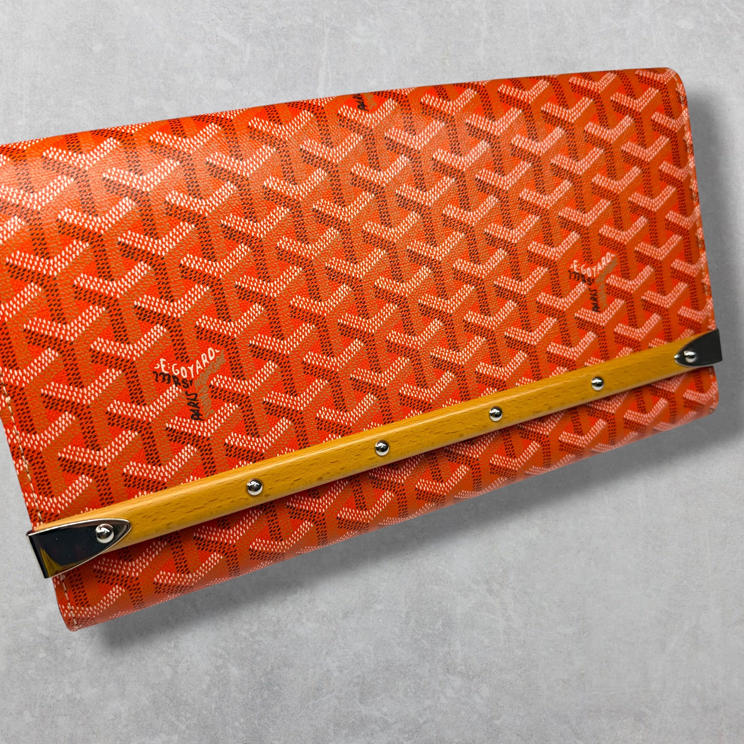 Goyard Orange Monte Carlo Bois Clutch