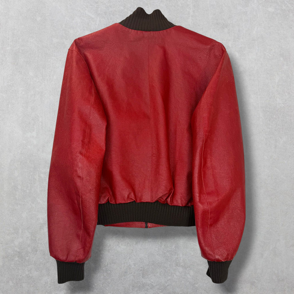 Prada Runway Red Leather Bomber 54 (M)