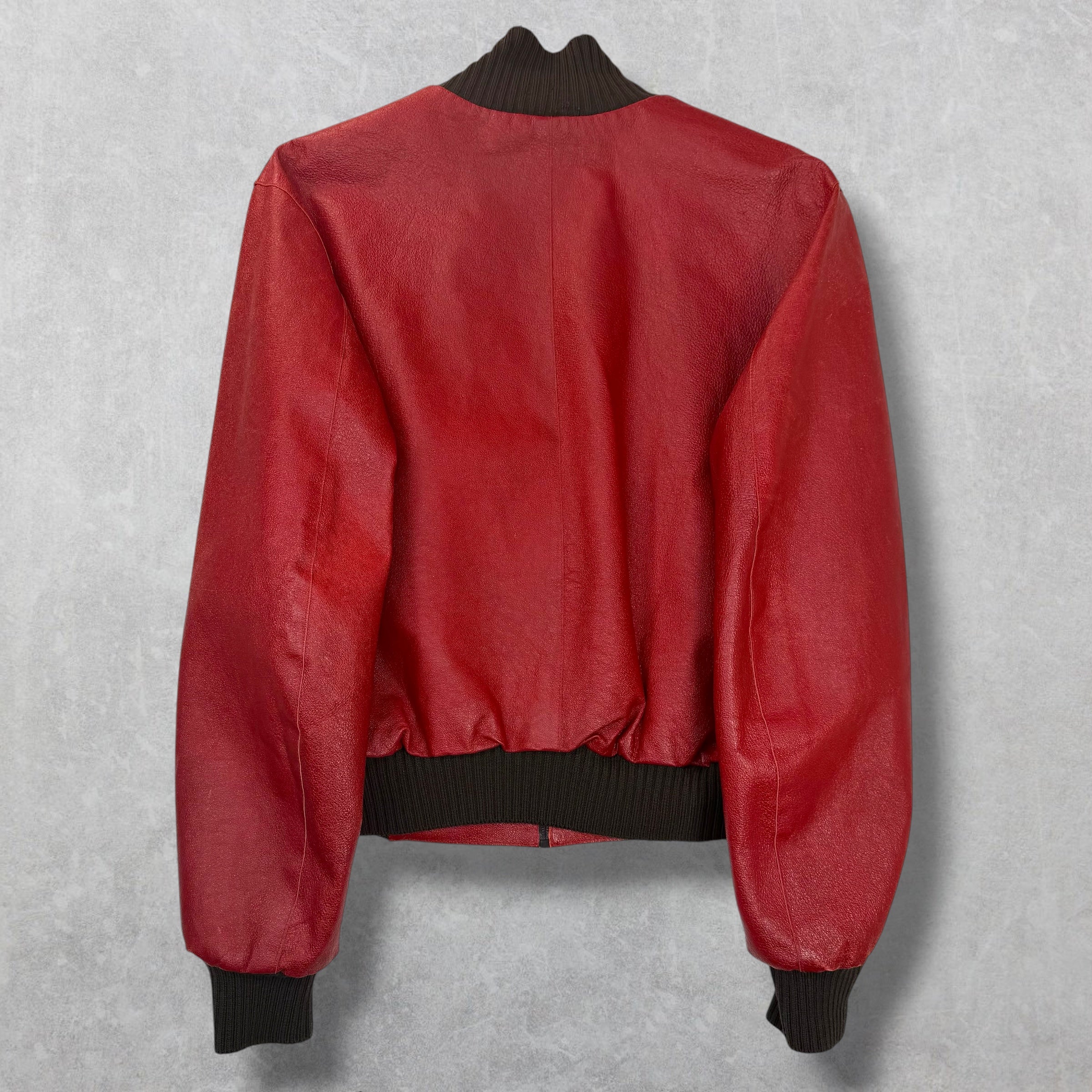 Prada Runway Red Leather Bomber 54 (M)