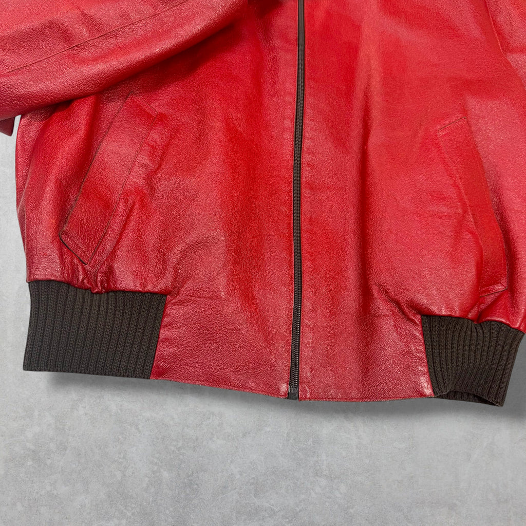 Prada Runway Red Leather Bomber 54 (M)