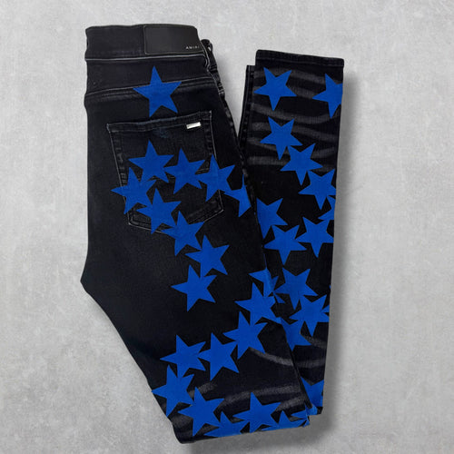 Amiri x Chemist Blue Suede Star Black Jeans 31