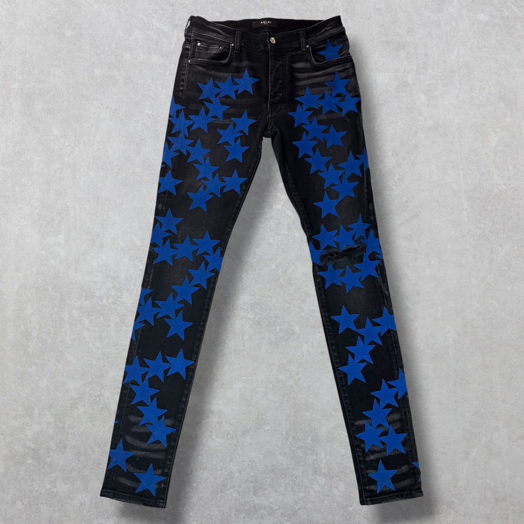 Amiri x Chemist Blue Suede Star Black Jeans 31