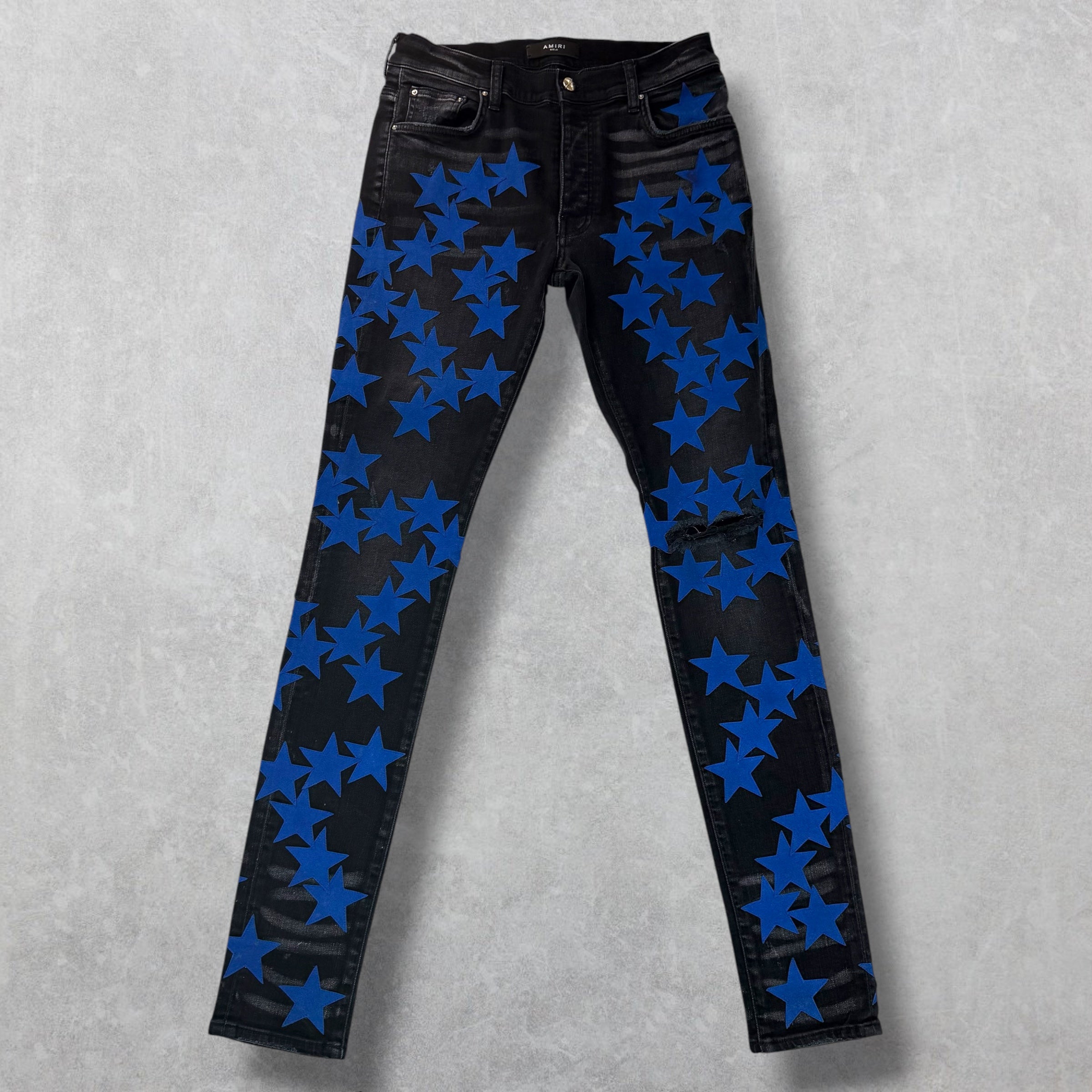 Amiri x Chemist Blue Suede Star Black Jeans 31