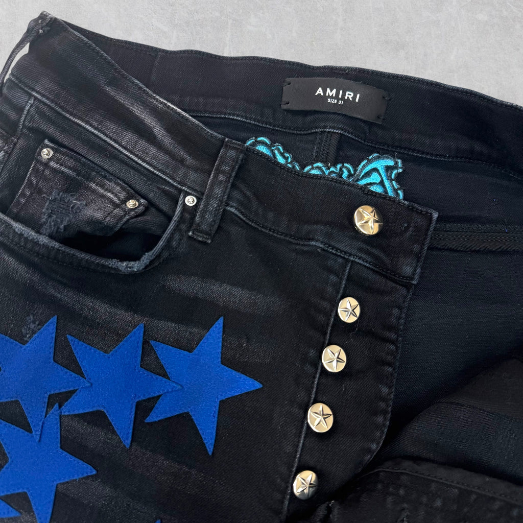 Amiri x Chemist Blue Suede Star Black Jeans 31