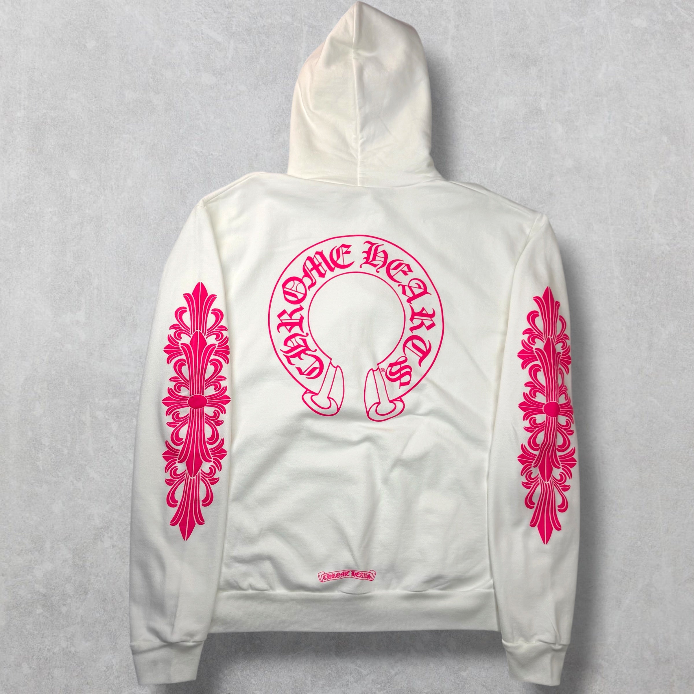 Chrome Hearts Pink Floral Horseshoe Hoodie L