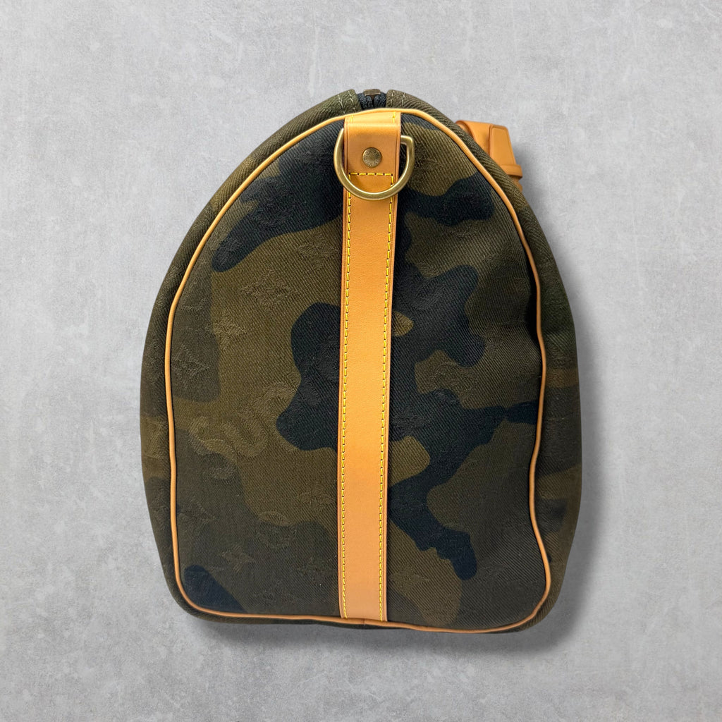 Louis Vuitton x Supreme Camo Keepall Bandouliere 45