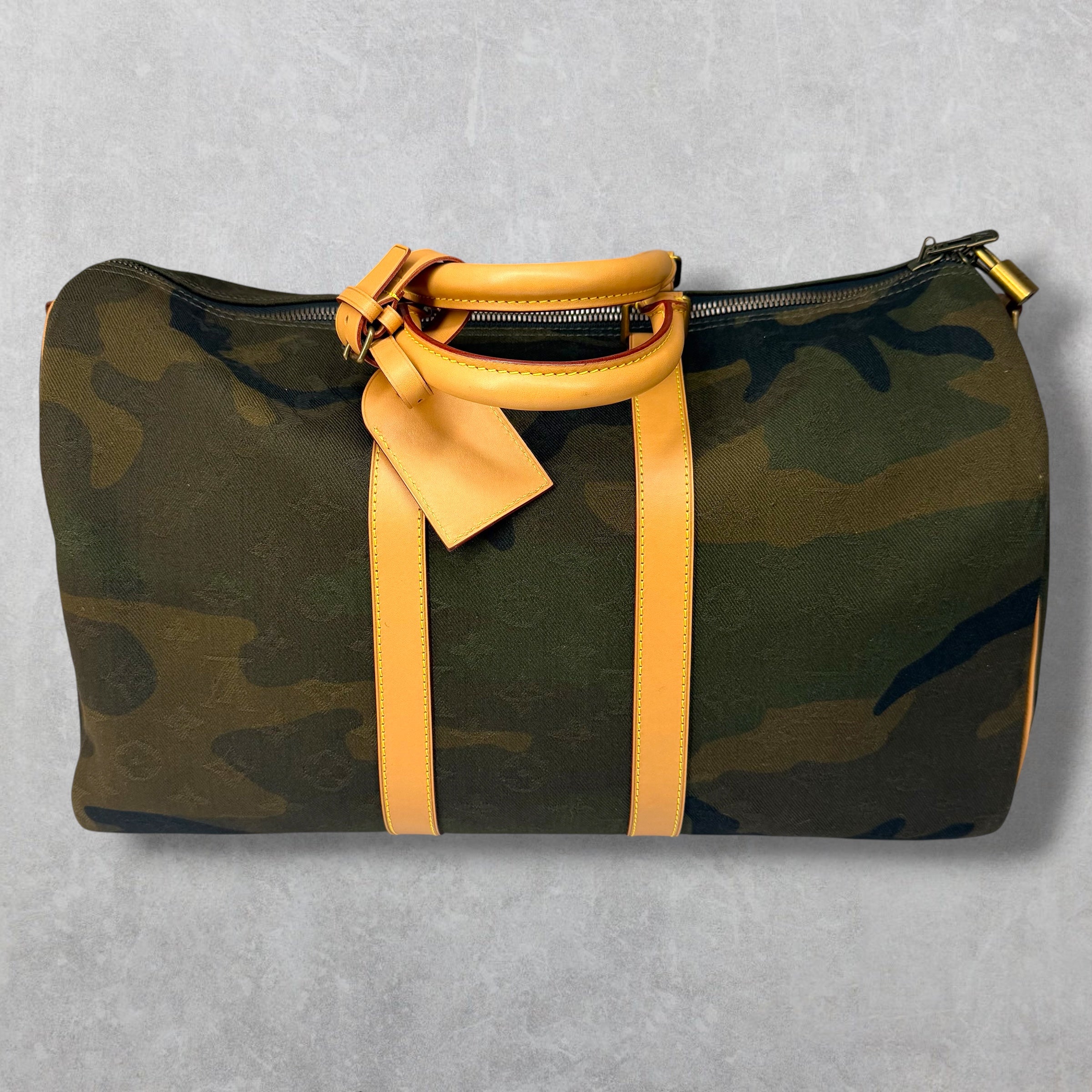 Louis Vuitton x Supreme Camo Keepall Bandouliere 45