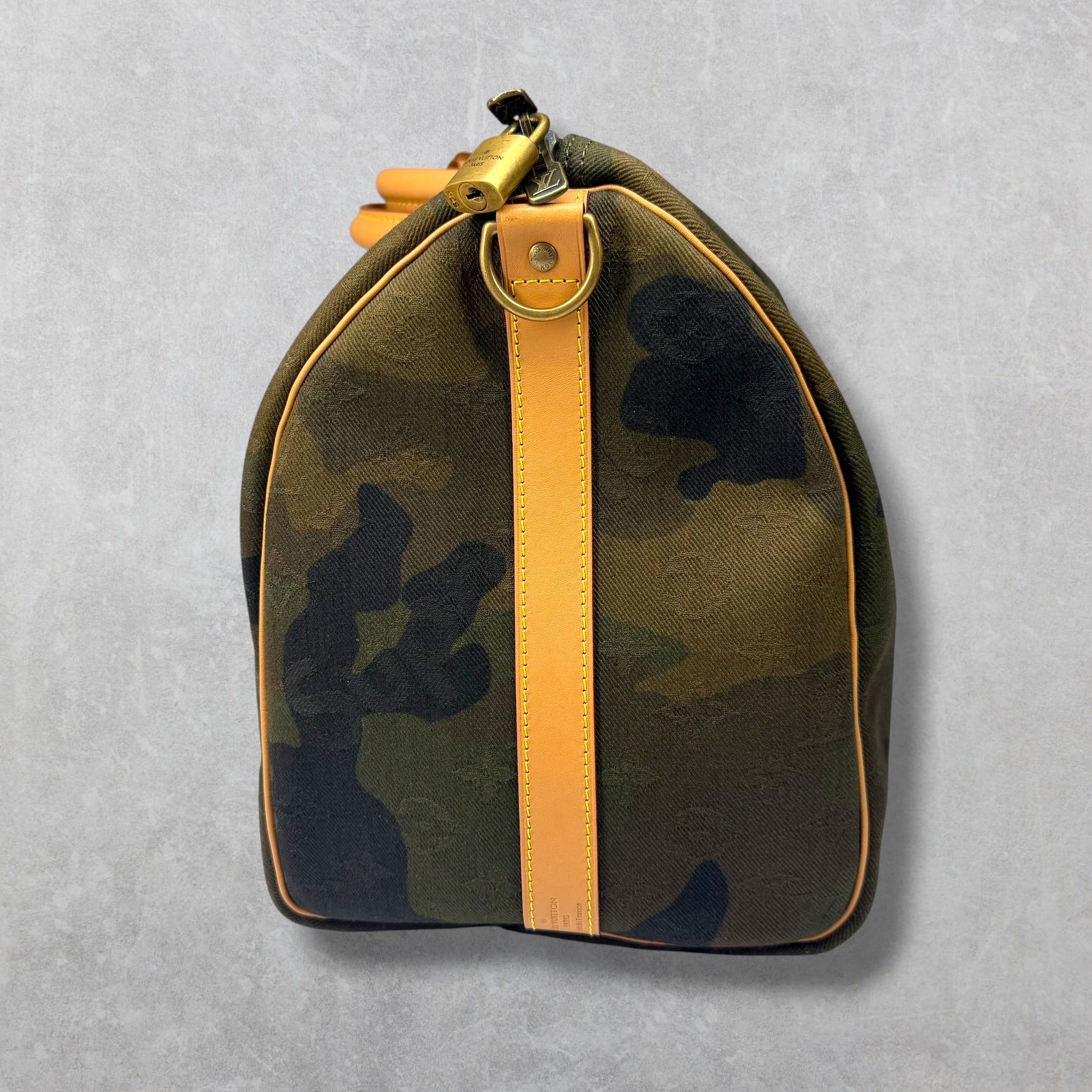 Louis Vuitton x Supreme Camo Keepall Bandouliere 45