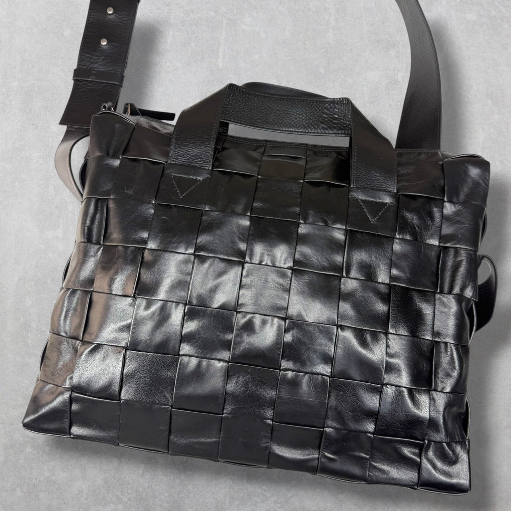 Bottega Veneta Black Intrecciato Cassette Briefcase
