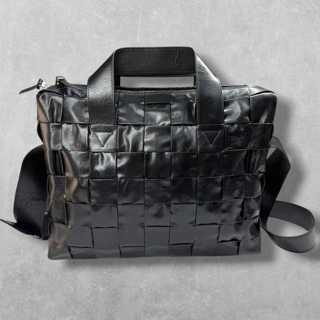 Bottega Veneta Black Intrecciato Cassette Briefcase