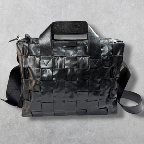 Bottega Veneta Black Intrecciato Cassette Briefcase