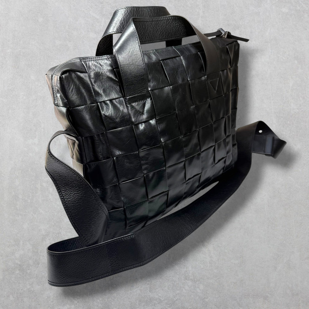 Bottega Veneta Black Intrecciato Cassette Briefcase